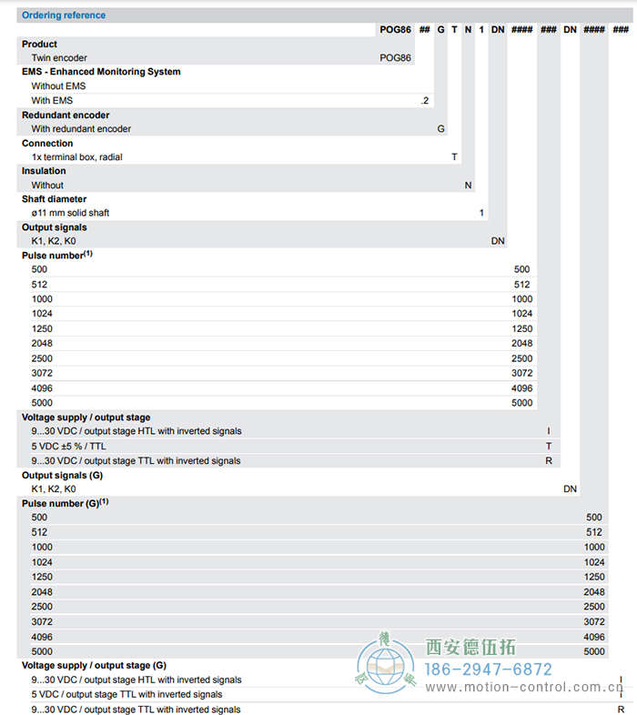 POG86G增量重載編碼器訂貨選型參考 - 西安德伍拓自動(dòng)化傳動(dòng)系統(tǒng)有限公司